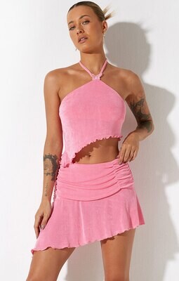 Binsar Asymmetrical Mini Skirt Pink