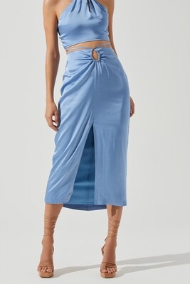 Robin Tie Waist Cutout Midi Skirt Blue