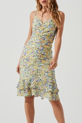 Tawny Ruched Front Floral Dress