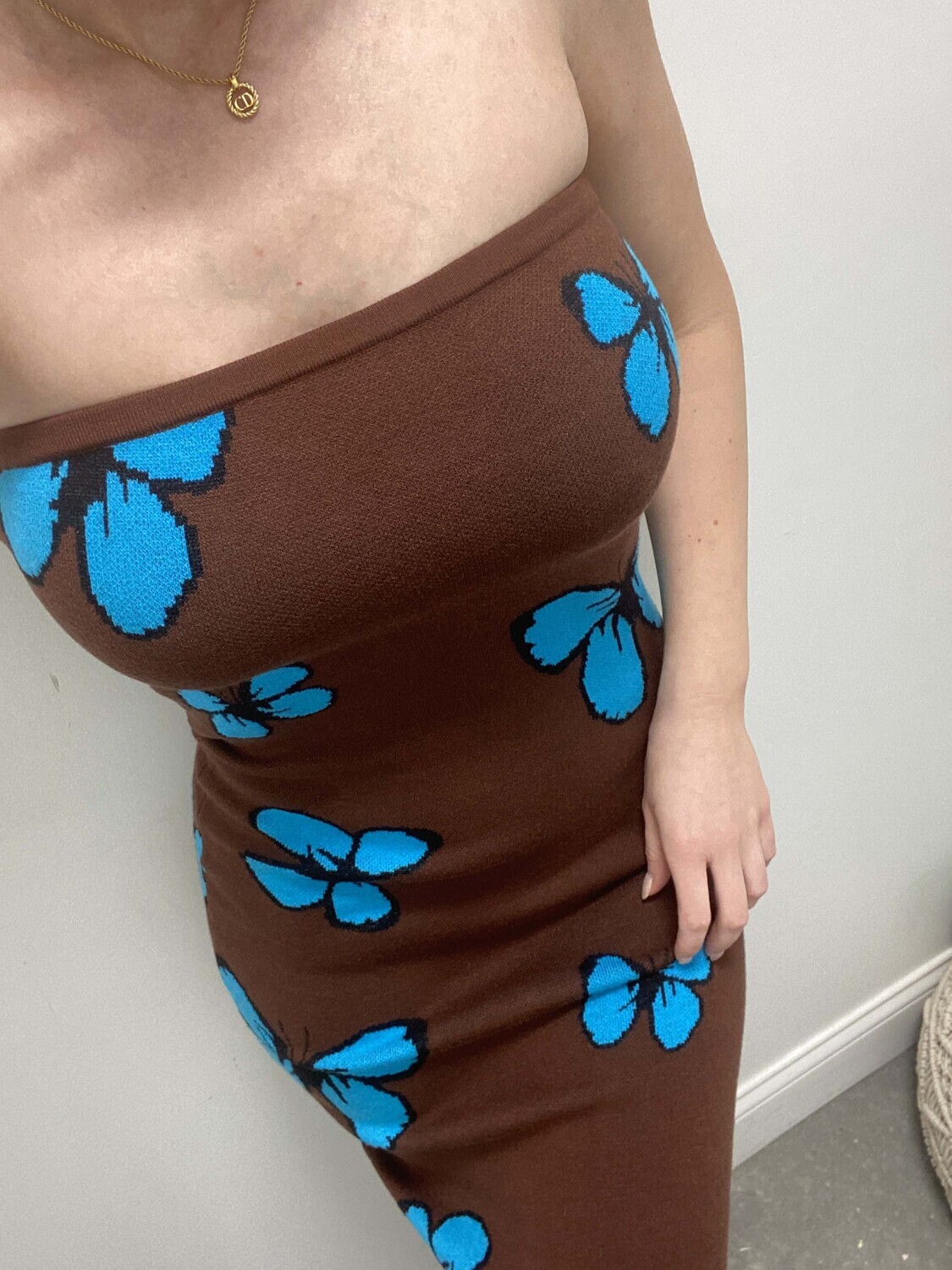 Butterfly Tube Knit Midi Dress