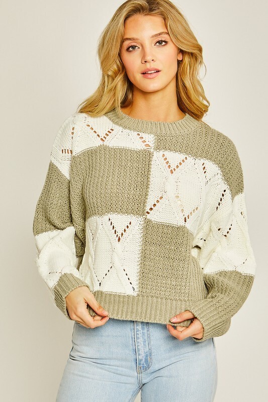 Diamond Cutout Checkered Sweater