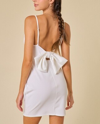 Back Bow Mini Dress White