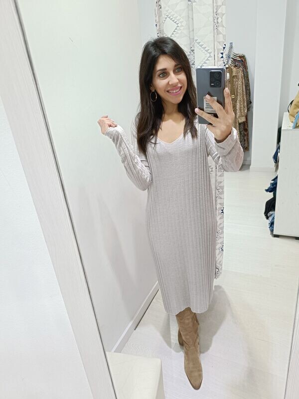 Vestido punto Davinia taupe