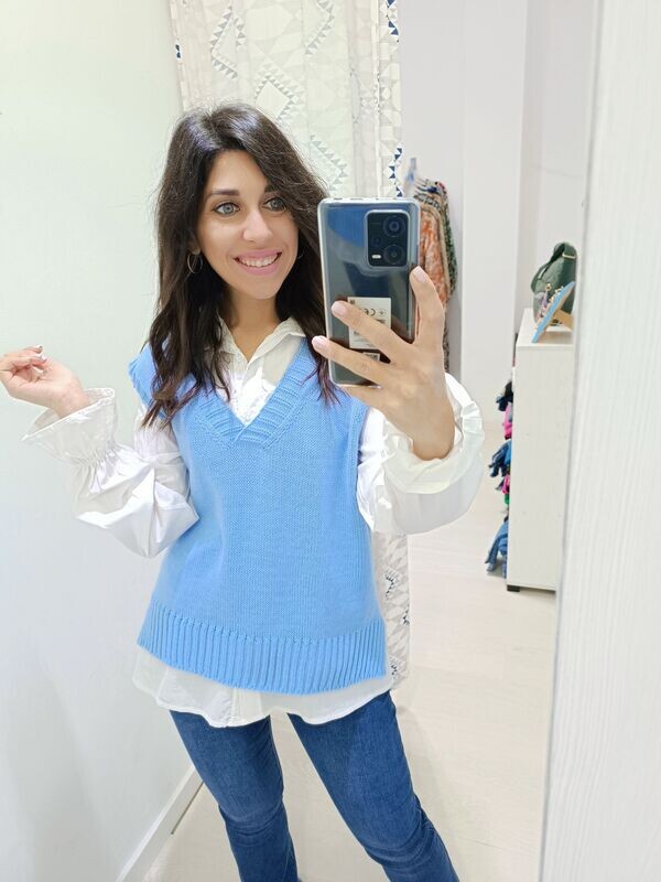 Chaleco punto Nina azul