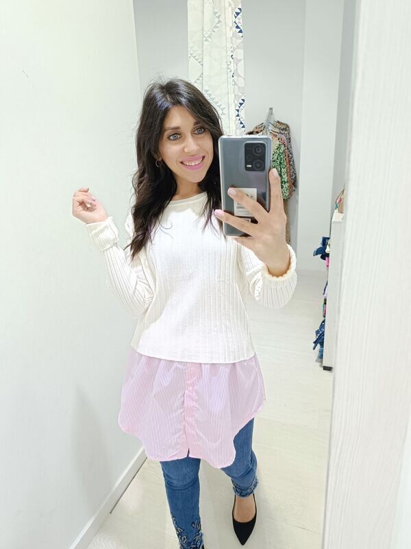 Faldón camisa rayas rosa