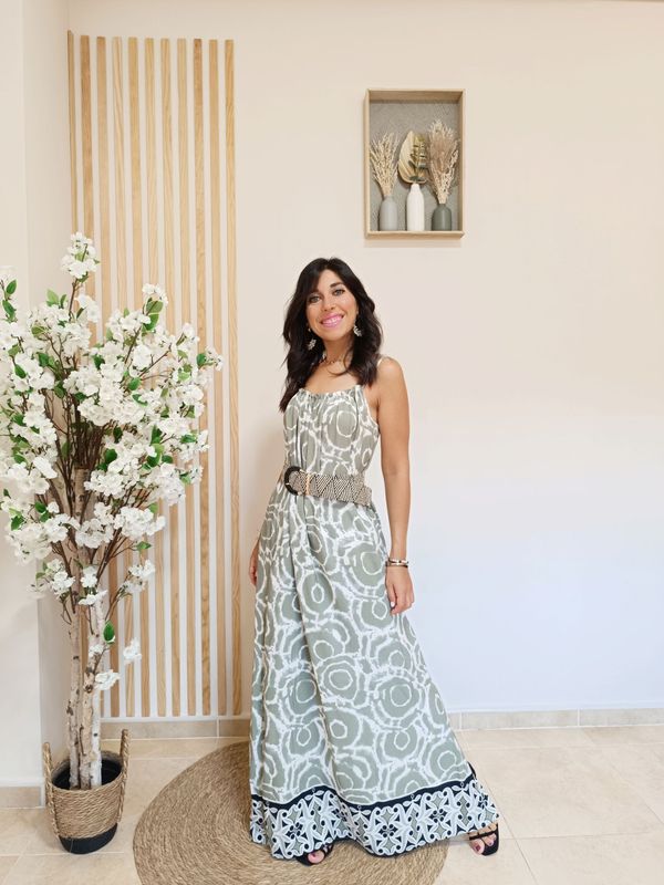 Vestido Mykonos verde kaki