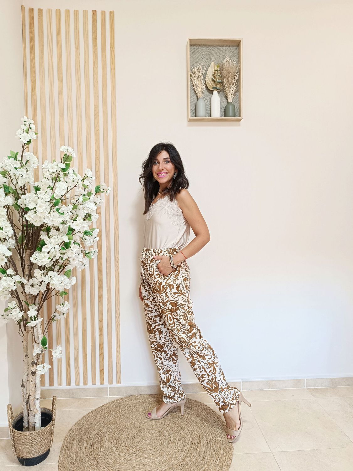 Pantalón Damasco beige