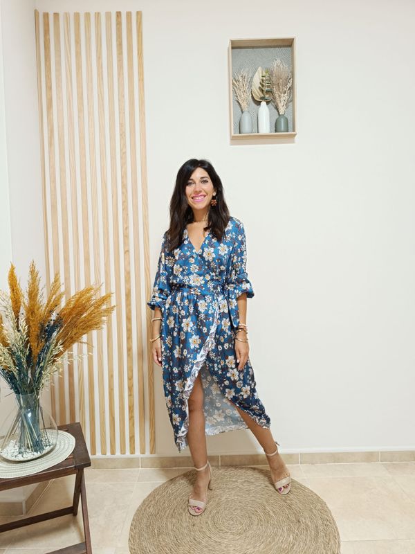 Vestido Melissa azul petróleo
