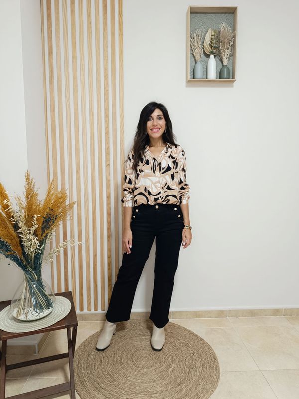 camisa, estampada, negro