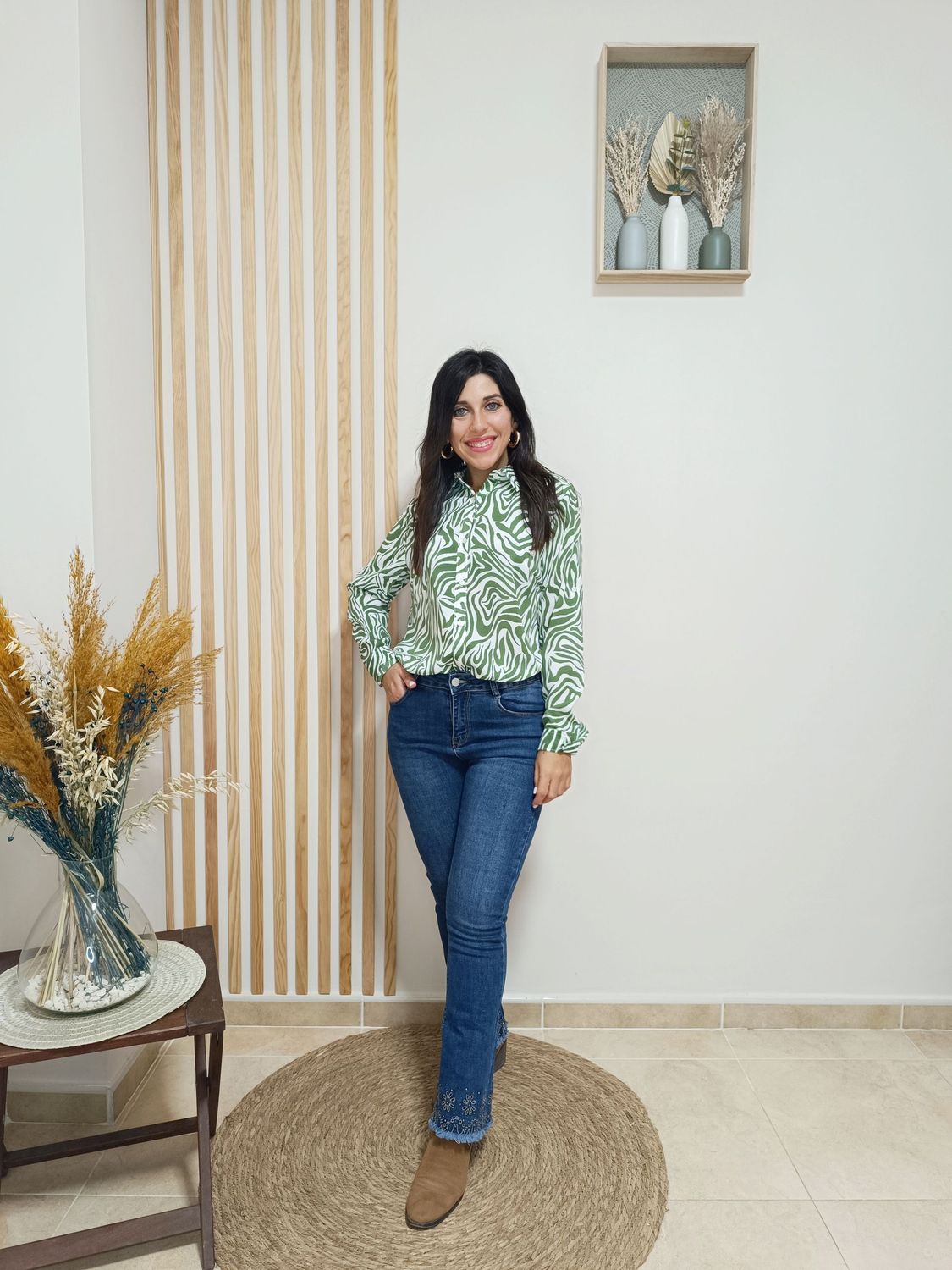 Camisa, cebra, verde
