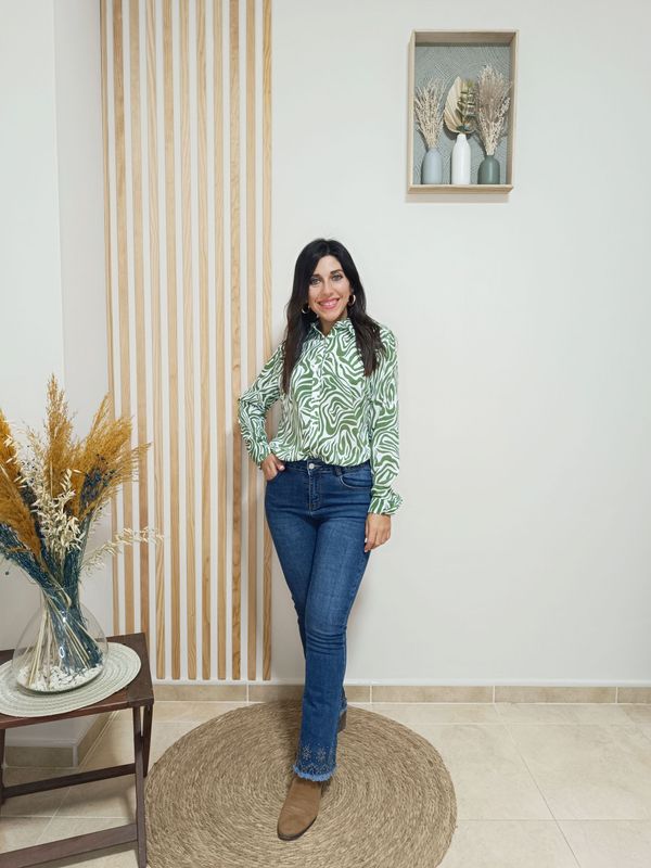 Camisa, cebra, verde