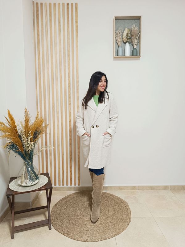 Abrigo, beige, borreguito