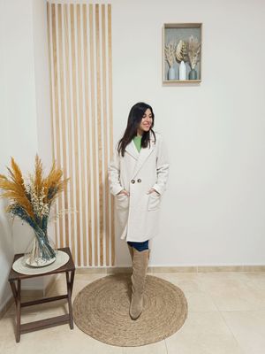 Abrigo, beige, borreguito