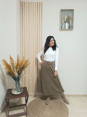 falda, pana, taupe