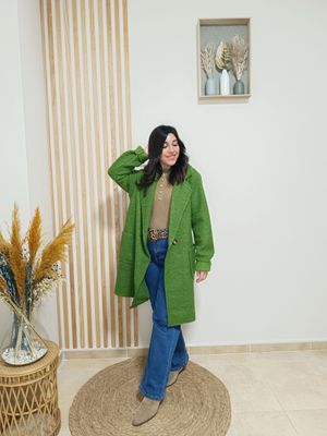 abrigo, verde, solapa