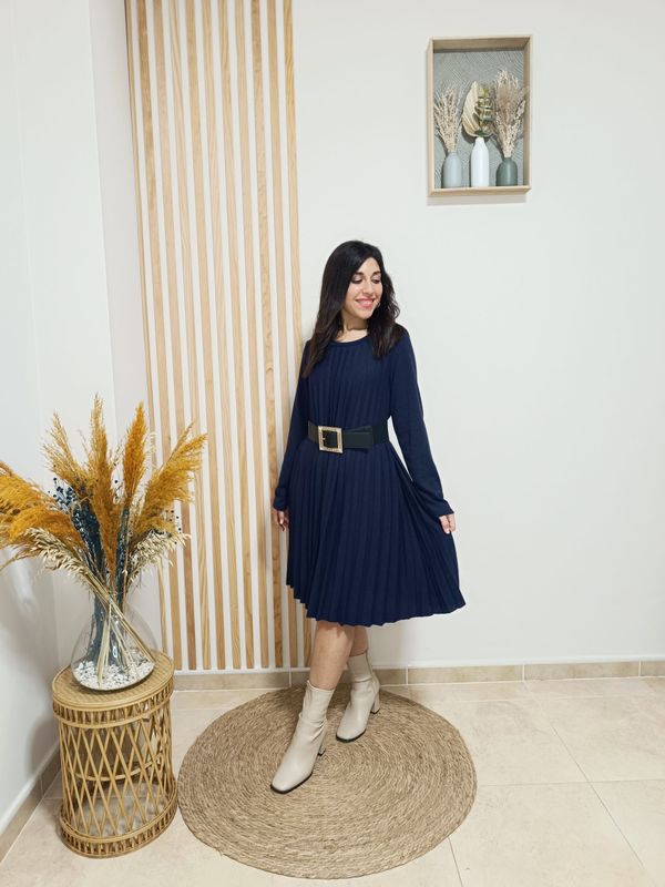 punto, plisado, vestido