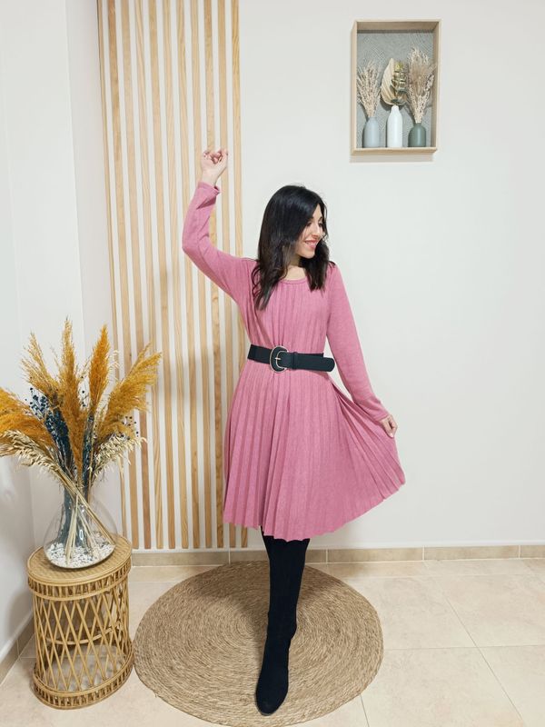 rosa, vestido, punto
