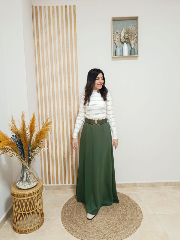 falda, kaki, verde