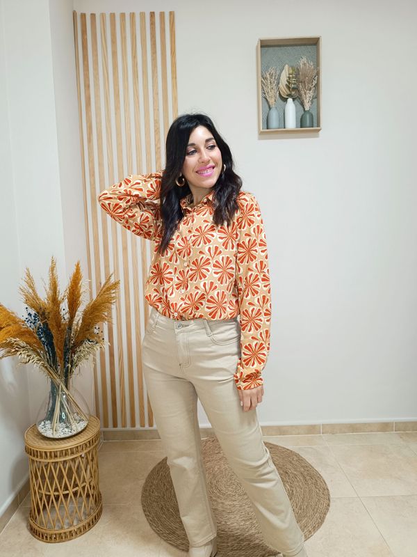 camisa, ocre, teja