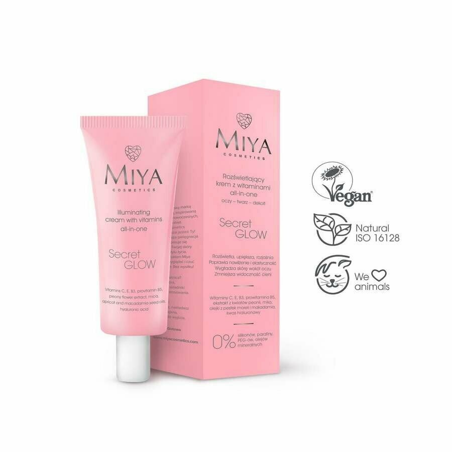 CREMA ILUMINADORA SECRETGLOW MIYA PARA ROSTRO, ESCOTE Y CONTORNO DE OJOS