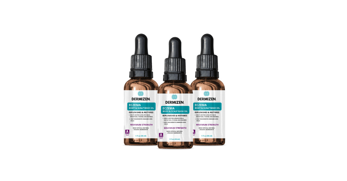 Dermizen Maximum Strength Eczema Body & Scalp Rash Oil Bundle ( 3 Pack - 1 oz)