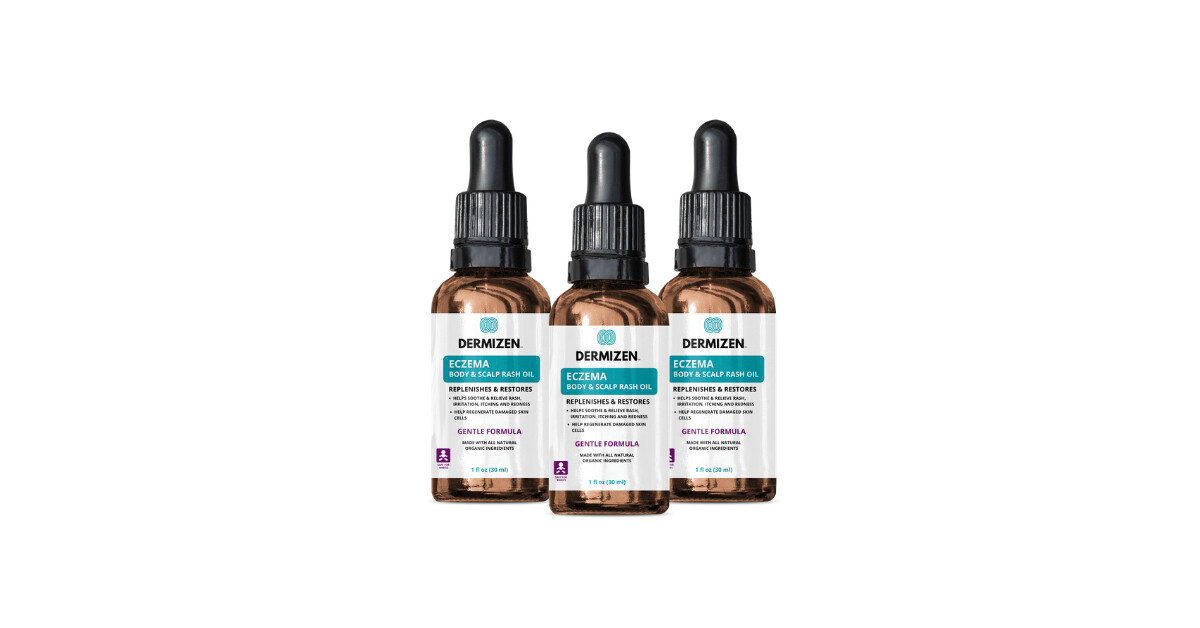 Dermizen Gentle Formula Eczema Body & Scalp Rash Oil Bundle (3 Pack-1 oz)