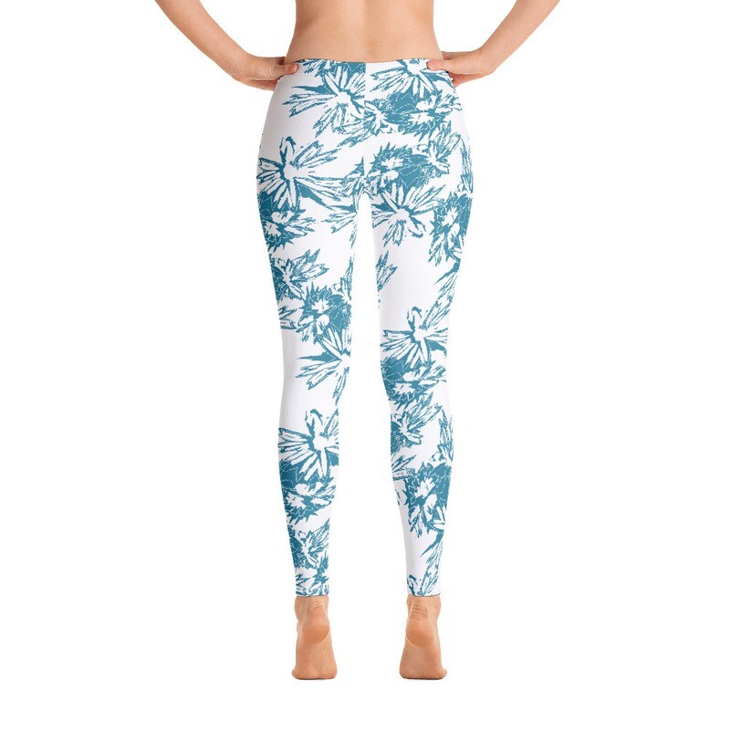 Blue and white flowers-Leggings