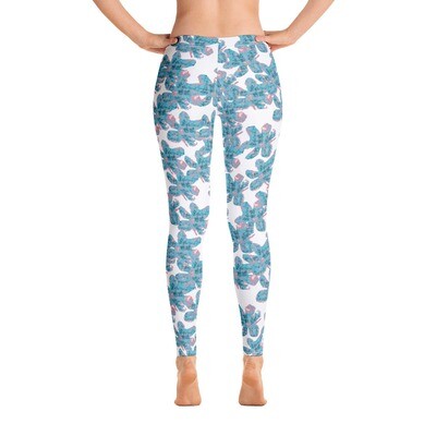 Blue and Pink Flowers - Printed leggings