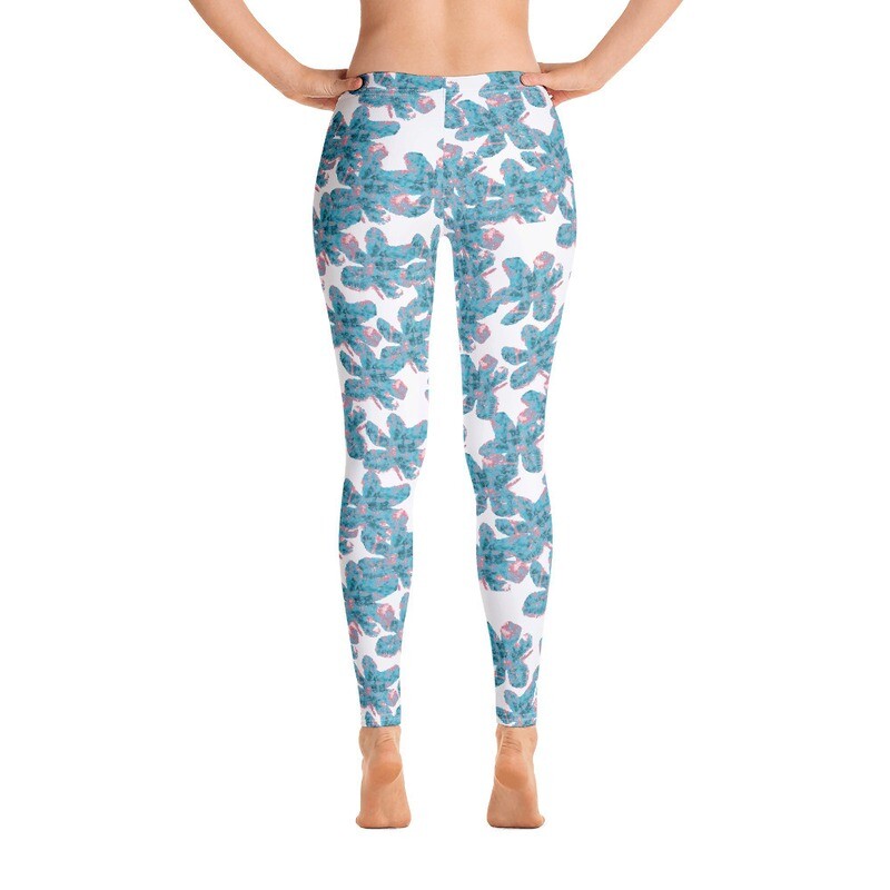 Blue and Pink Flowers - Printed leggings
