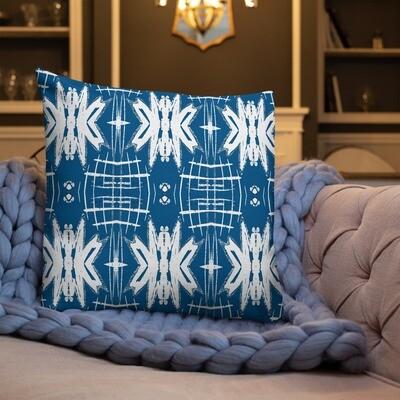 Blue Geometry - Premium Pillow