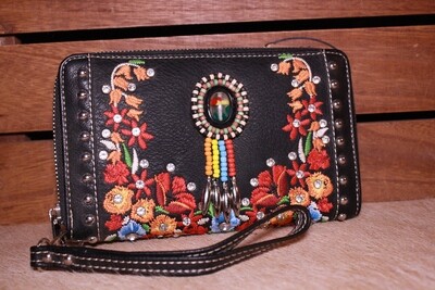 MW Black Embroidered/Beaded Wallet