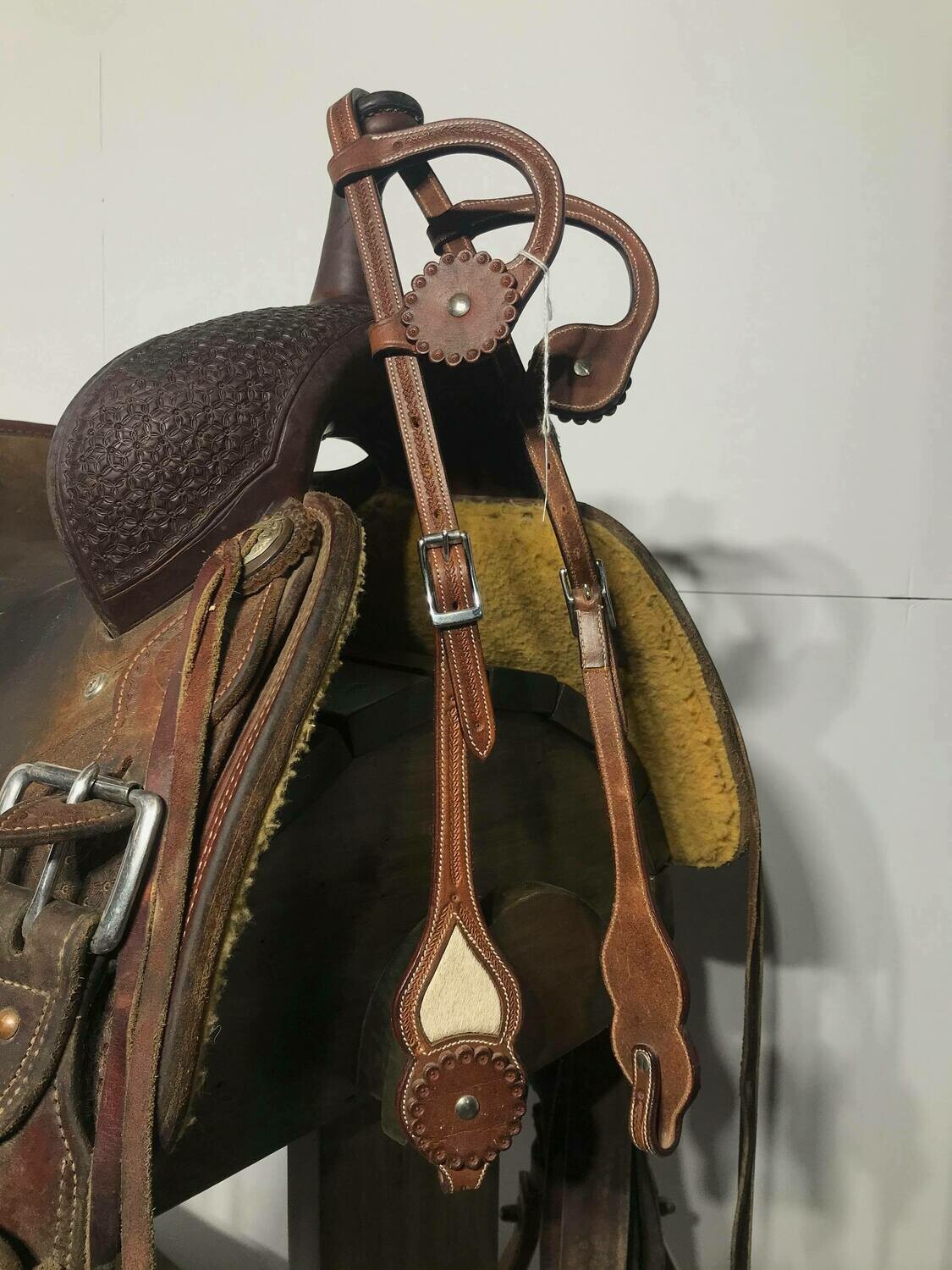Western Star Double-Ear Headstall with Cowhide