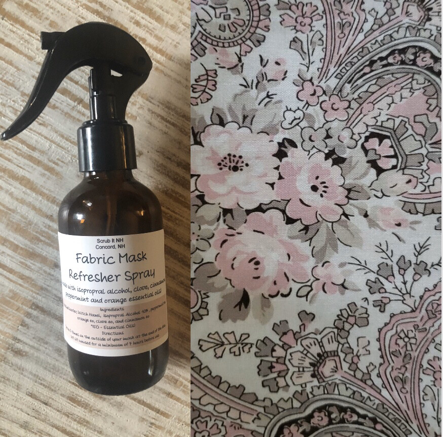 Pink And Grey Paisley Facemask & Mask Refresher Spray (made with essential oils) 4oz