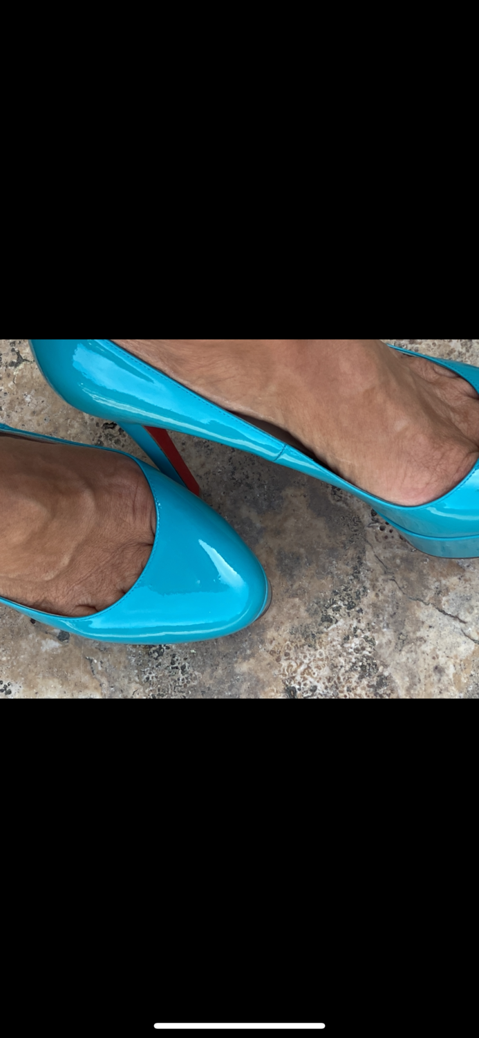Louboutin Fossile Platform Heel Shoes Bianca Patent Calf 