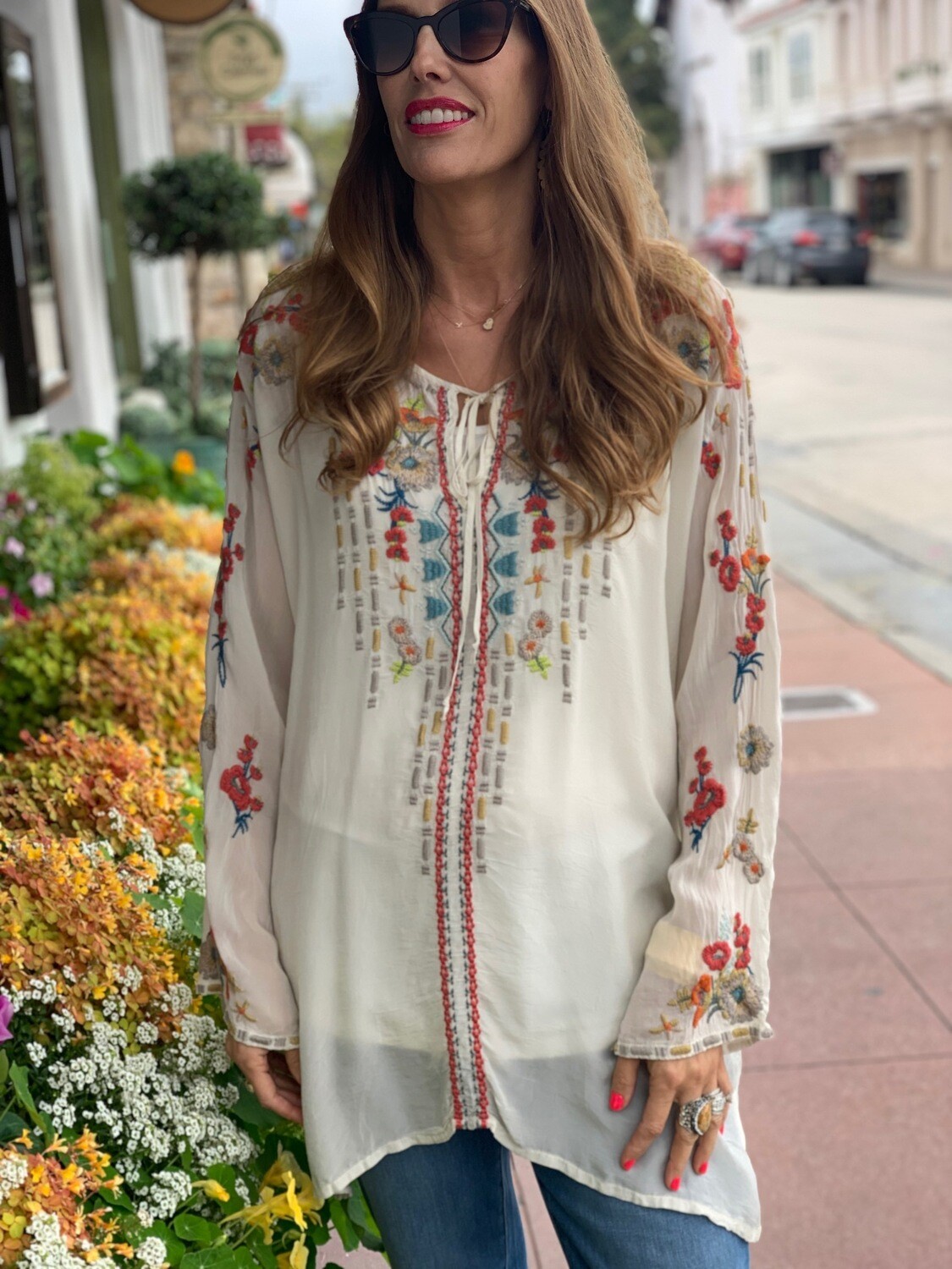 Johnny Was Cream Embroidered Tunic