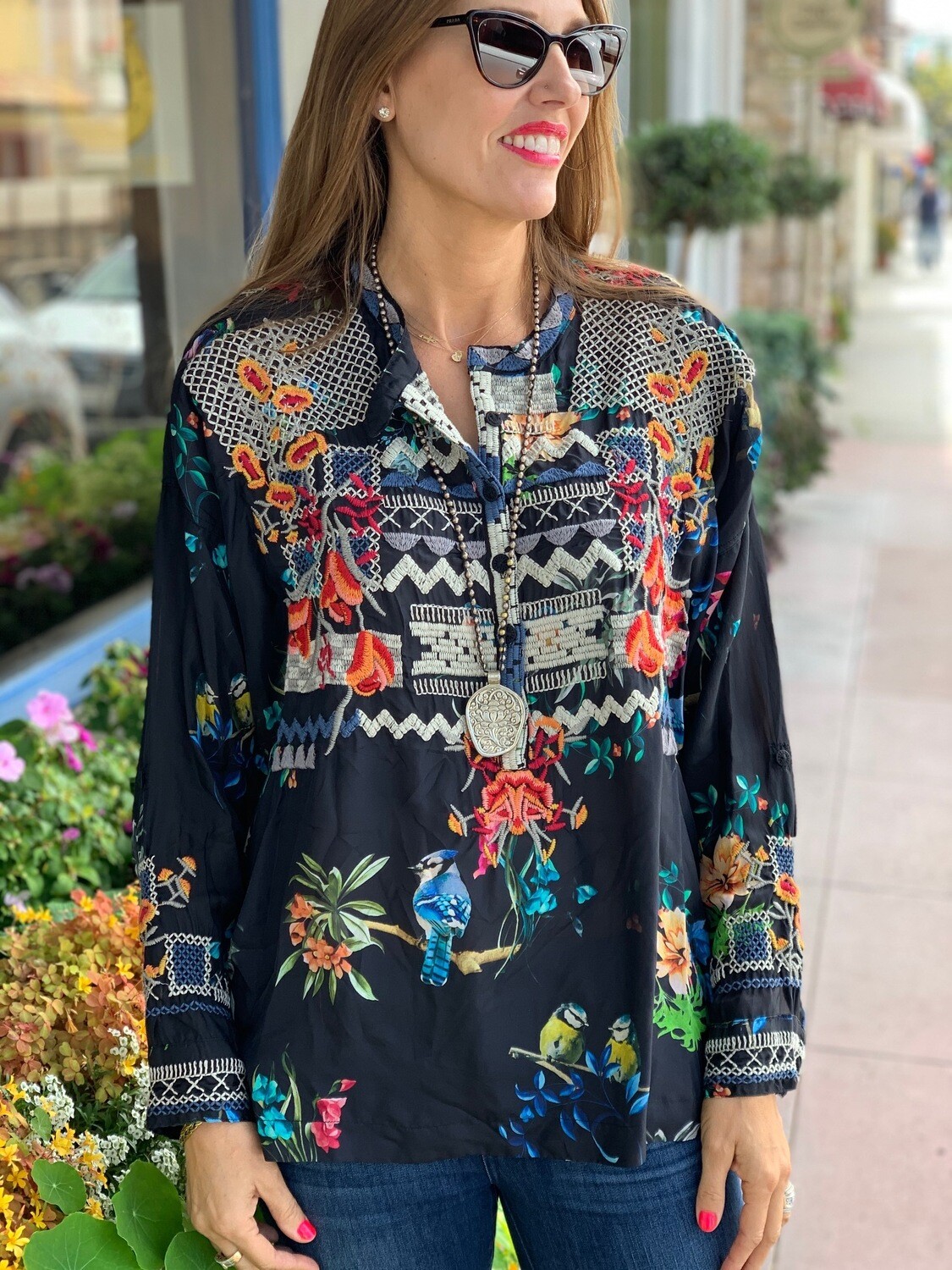 Johnny Was Black Embroidered Tunic