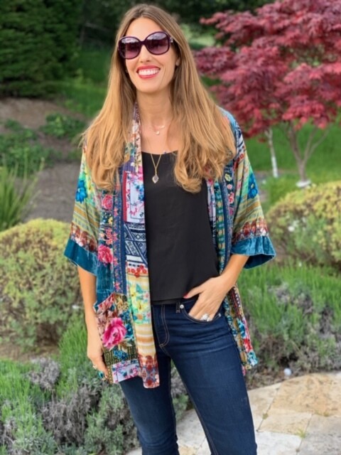 long velour cardigan
