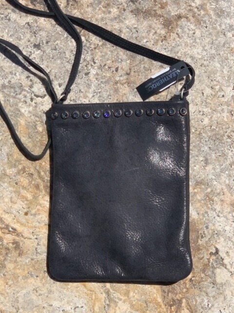 Leatherock Leather Rhinestone Crossbody Bag