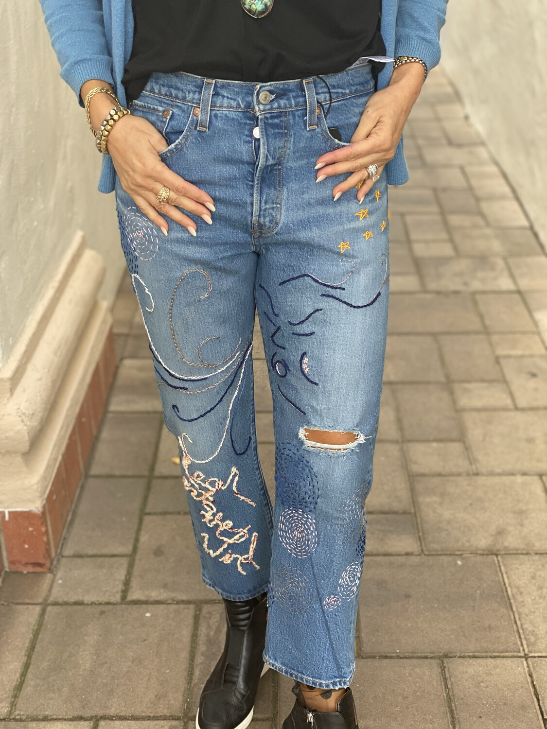Custom Embroidered Jeans 30