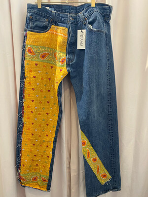 ESIAAM "The Nancy" Upcycled Levi Kantha Quilt Jeans 501 36x32 