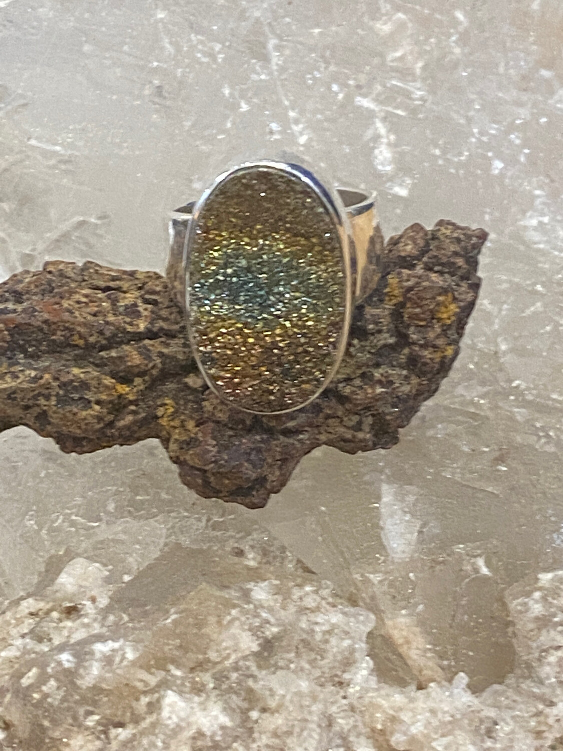 Colorful Druzy Sterling Silver Ring
