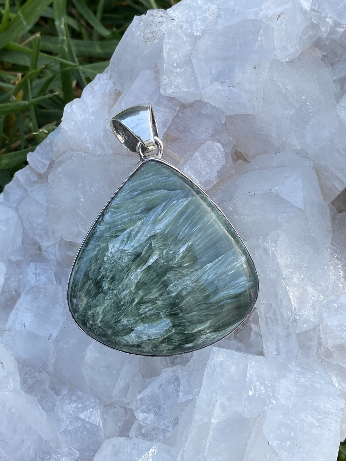 Seraphinite Sterling Silver Substantial Pendant