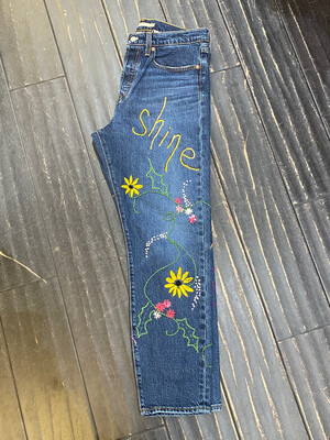 Levi's "Here Comes the Sun" Hand-Embroidered Jeans, 30