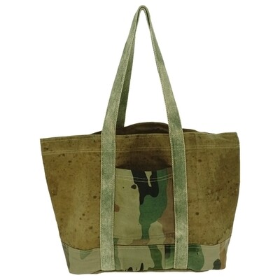 Recycled Military Tent Tote Bag with Camouflage