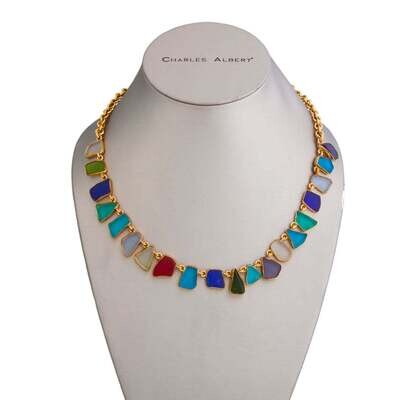 Charles Albert Recycled Glass Necklace, Gold, Alchemia (2)
