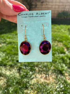 Charles Albert Quartz Earrings, Gold, Alchemia, Iridescent