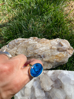 Charles Albert Blue Abalone, Gold, Alchemia Adjustable Ring
