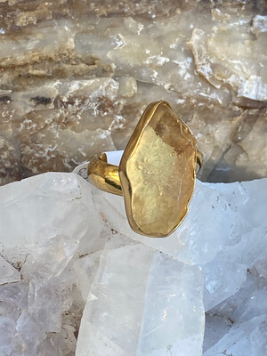 Charles Albert Lybian Glass Adjustable Ring, Gold, Alchemia