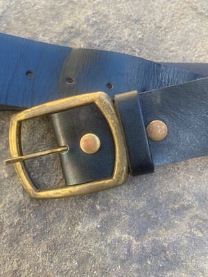 ESIAAM Italian Leather Rounded Aged Brass Belt