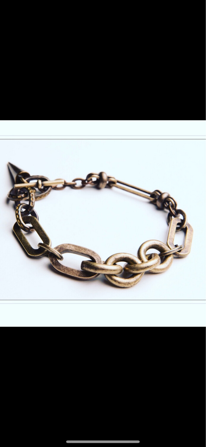 Mark Edge Brass Ox Heavy Chain Bracelet/Necklace